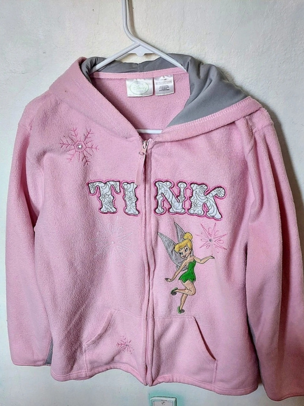 Disney Kids Pink & Gray Tinker Bell Graphic Zip Hoodie